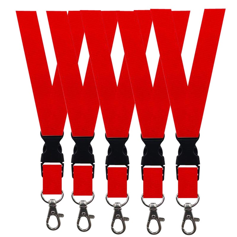 magpross 5 Pack Neck Safety Lanyards Detachable Buckle Enhanced Model Hook Breakaway Strap Quick Release Lanyard for ID Badge Holders,Key,Women Men Cell Phones USB Whistles - Red - Image 1